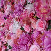 Toile de Fond Artificielle Enroulable et Mur de Fleurs Roses, Échantillons Personnalisés Disponibles pour la Décoration de Scène de Mariage