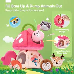 Zacht Schuur Babyspeelgoed 6-12 Maanden Met Opgezette Boerderijdieren Rammelen Piepend Kreukelgeluidspiegel Sensorische Pluche Babyspeelgoed - Product Image 3