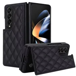 Convient pour Samsung z fold 5 étui de téléphone Fold 3 4 grille étui de téléphone double boucle petit étui de carte de parfum