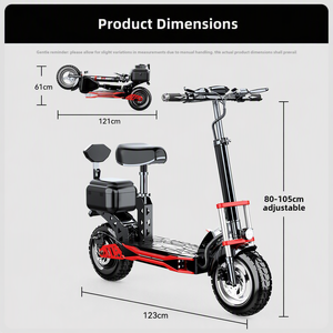 Trottinette pliable portable pour adultes - Double frein à disque avec vitesse de 50 km/h - Scooter-B01 - Moteur haute puissance 50 km/h - Product Image 4