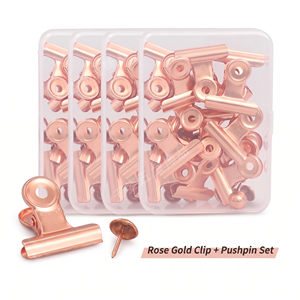 ชุดเครื่องเขียนสำนักงานสีโรสโกลด์ Weisita <span class=keywords><strong>แบบ</strong></span>ขายส่ง รุ่น Hot Seal พร้อมคลิปหนีบรูปทรงกลมขนาด 31 มม. บรรจุกล่อง 15 ชิ้น - Product Image 1