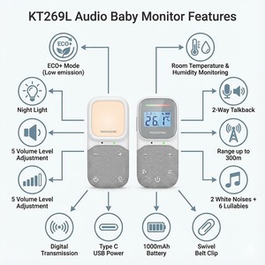 Monitor de Bebé Digital KT-269AB con Audio Bidireccional, Modo VOX, Largo Alcance de 500M, Intercomunicador Inalámbrico Recargable para Minoristas - Product Image 2