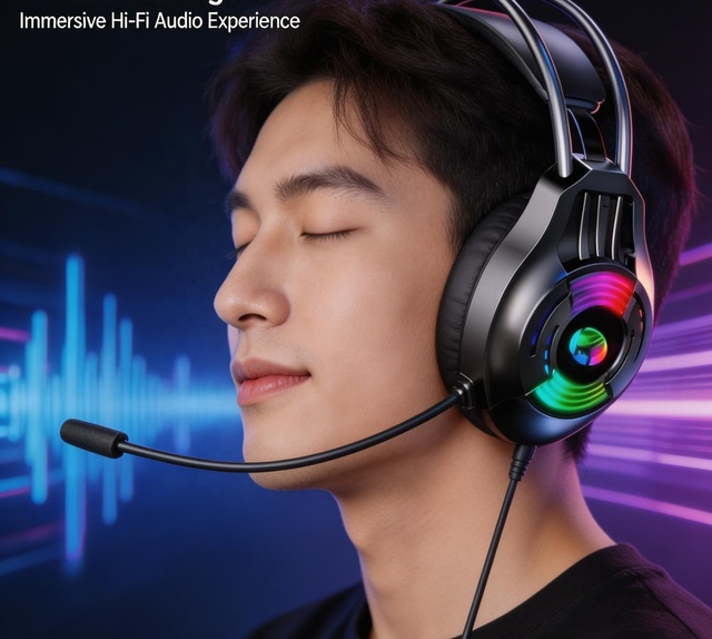 7.1 Channel Stereo H320 Gaming Headset USB Powered Rainbow RGB Light 40mm Audio Driver Full Omnidirectional Microphone Headset