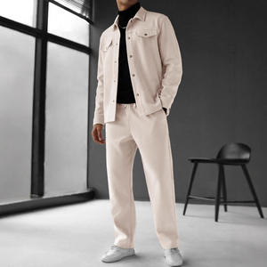 Cross Border jaket kerah terbuka Retro Eropa dan Amerika, celana longgar kerah putih, setelan lengan panjang 2 dalam 1 musim gugur - Product Image 2