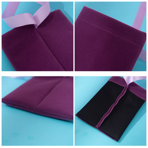 Purple Velvet <b>Drawstring</b> <b>Pouch</b> 15x20cm Jewelry Storage Bag With Ribbon For Cosmetics And Accessories Packaging - Product Image 5