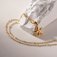 Nuevo Modelo Serie Océano, Collar con Colgante de Estrella de Mar en Acero Inoxidable Chapado en Oro de 18K, Joyería de Verano