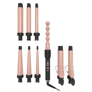 9 in 1 Detachable Barrel Curling Iron Set Professional Interchangeable Curling Wand with LED Temperature Control