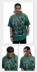 T-shirt Oversize Graphique pour Homme, Style Vintage Délavé, Streetwear, Coton Vieilli, Rétro Basketball Décontracté - Product Image 6