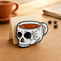 Tasse à café moderne en émail métallique motif tête de squelette, vente en gros fabricant, pour Halloween, café, bar, barista, boisson matinale, cadeau personnalisé