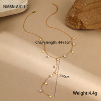 Collier en Y Imperméable en Acier Inoxydable, Mode Plaqué Or 18K avec Perle, Collier Ras du Cou Étoilé, Sexy en Forme de Y