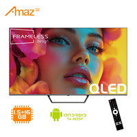 QLED TV pintar, 4K 43 50 55 65 75 85 inci 1 + 8GB Web OS tanpa bingkai kabinet TV hitam 60Hz Dual-Band Wi-Fi OEM Televisi