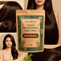 Herbal Dark Brown Henna Powder for Hair Dye, Natural Dark Brown Hair Color No Ammonia Custom Package
