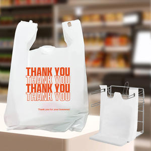 Sacs en plastique personnalisés en gros avec logo, réutilisables, portables, grande capacité de charge, type T-shirt, pour l'épicerie et l'emballage à emporter - Product Image 5