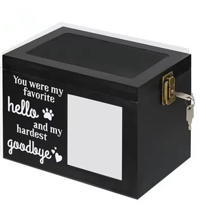 Urne funéraire en bois pour animaux de compagnie, personnalisable avec logo, noire, verrouillable, avec fente <span class=keywords><strong>photo</strong></span>, pour cendres de <span class=keywords><strong>chien</strong></span> ou chat – Meilleure vente - Product Image 3