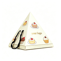 Boîte à gâteau pyramidale blanche personnalisée avec logo, nouveau design, boîte de restauration alimentaire en forme de pyramide à emporter