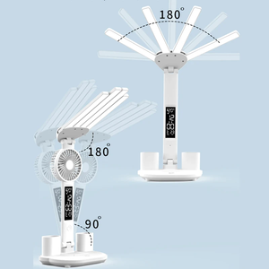 3in1 Multifunction Table Lamp LED Four-headed Folding With Fan <b>Calendar</b> Clock USB Rechargeable Desk Light 3 Color Reading Lamp - Product Image 5