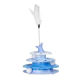 Hagou Pet <b>Cat</b> Spinner Three Tiered <b>Interactive</b> <b>Toy</b> With Feather Teaser For <b>Cats</b> Boredom Buster - Product Image 4