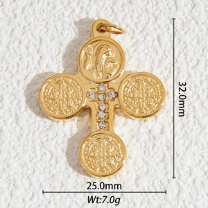 Cross Pendant Accessories Stainless Steel Gold Plated For Necklace Making Mixed Shapes Geometric Design D42 D76 - Product Image 2