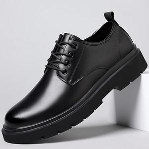 Chaussures habillées d'été pour hommes en cuir noir, style Oxford, à bout rond, à lacets, respirantes, pour le bureau et la carrière - Product Image 1