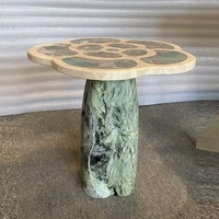Table basse en marbre de pierre naturelle de style floral pour la maison, table d'angle, table d'appoint pour le salon