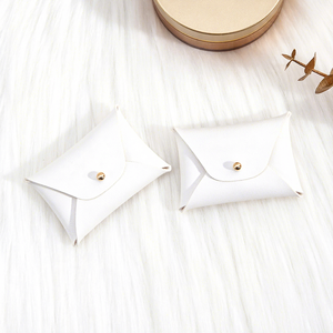 Custom Logo White PU Leather Mini Bag <b>Small</b> Jewelry Pouch for Necklace Earrings Durable Button Coin <b>Purse</b> Cosmetic Bags - Product Image 2
