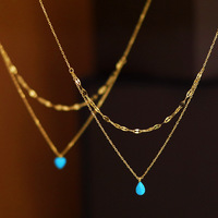Заводской Новый дизайн Оптовая продажа матовый PVD 18K позолоченный из нержавеющей стали Опал в виде капли воды ожерелье универсальное для женщин