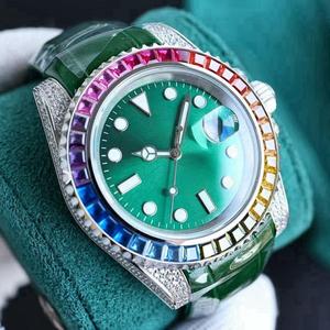Montre mécanique automatique pour homme avec bracelet en cuir de 40 mm, acier inoxydable 904L, cadran rond en moissanite, avec fonction date - Product Image 1