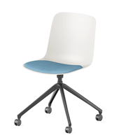 Chaise de bureau roulante sans accoudoirs avec roulettes, chaise de formation à coque en plastique avec siège en tissu