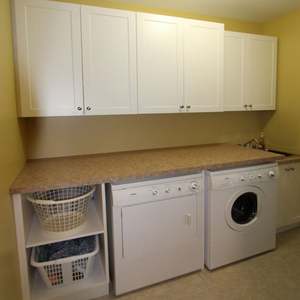 Meuble de cuisine moderne avec évier à linge imperméable, panneau en bois avec machine à laver - Product Image 4