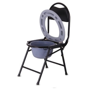 Tabouret de toilette pliable portable pour personnes âgées et femmes enceintes avec seau et structure en acier pour usage domestique - Product Image 5