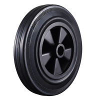 Roue pivotante industrielle VIMA robuste en caoutchouc PP de 8 pouces, pour poubelle, capacité de charge de 210 kg, noire