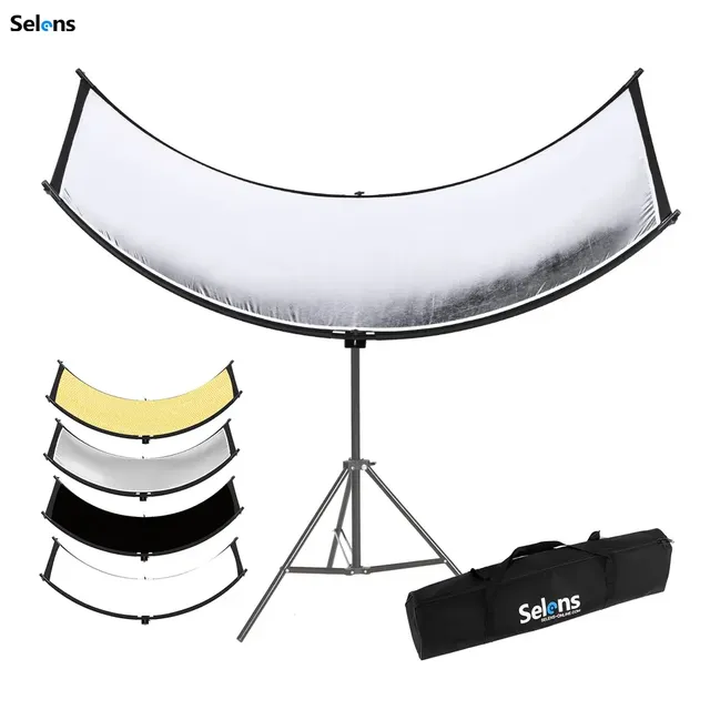 Selens 4 in 1 60x110 60x180 105x260cm Eyelighter Photography U-Shaped Curved Clamshell Reflector Kit With Carry Bag for Portrait