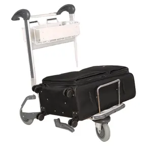 高品质重型铝合金机场旅客行李3轮手推车带手刹的便携式机场手推车