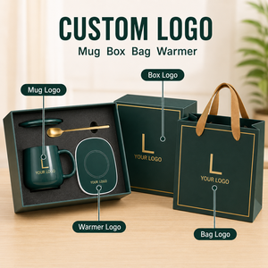Weißes Büro-Willkommens-Keramik-Kaffeetassen-Geschenkset mit Tassenwärmer, Deckel, Löffel, individuellem Logo, Firmengeschenkbox, Geschenkbox-Set - Product Image 5
