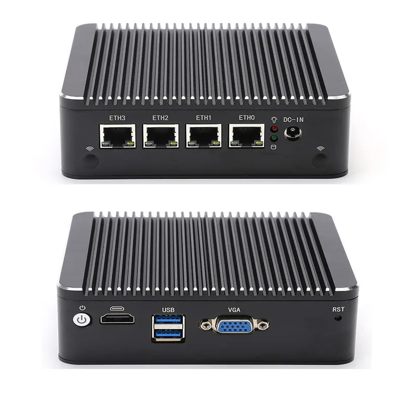 Alat firewall 4 Lan port tanpa kipas, router firewall prosesor Quad core PC Pfsense dengan Gemini Lake N4000 J4125 mendukung AES-NI