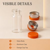 Flacon en verre borosilicate 16x27mm, bouteille vide transparente avec bouchon en aluminium et bouchon en caoutchouc pour le remplissage de réactifs