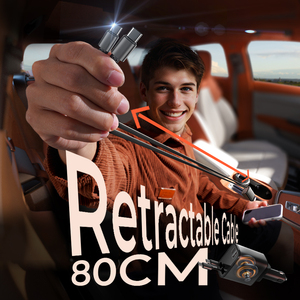 Lisen siêu nhanh 84W có thể thu vào 4 cổng sạc xe hơi USB C kép được xây dựng trong cáp cho iPhone 17 16 15 Pro Max <span class=keywords><strong>iPad</strong></span> Samsung S25 - Product Image 2