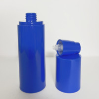 Vente en gros de flacons pompe sans air en plastique bleu de 30 ml, 50 ml, 100 ml, 120 ml pour l'emballage cosmétique
