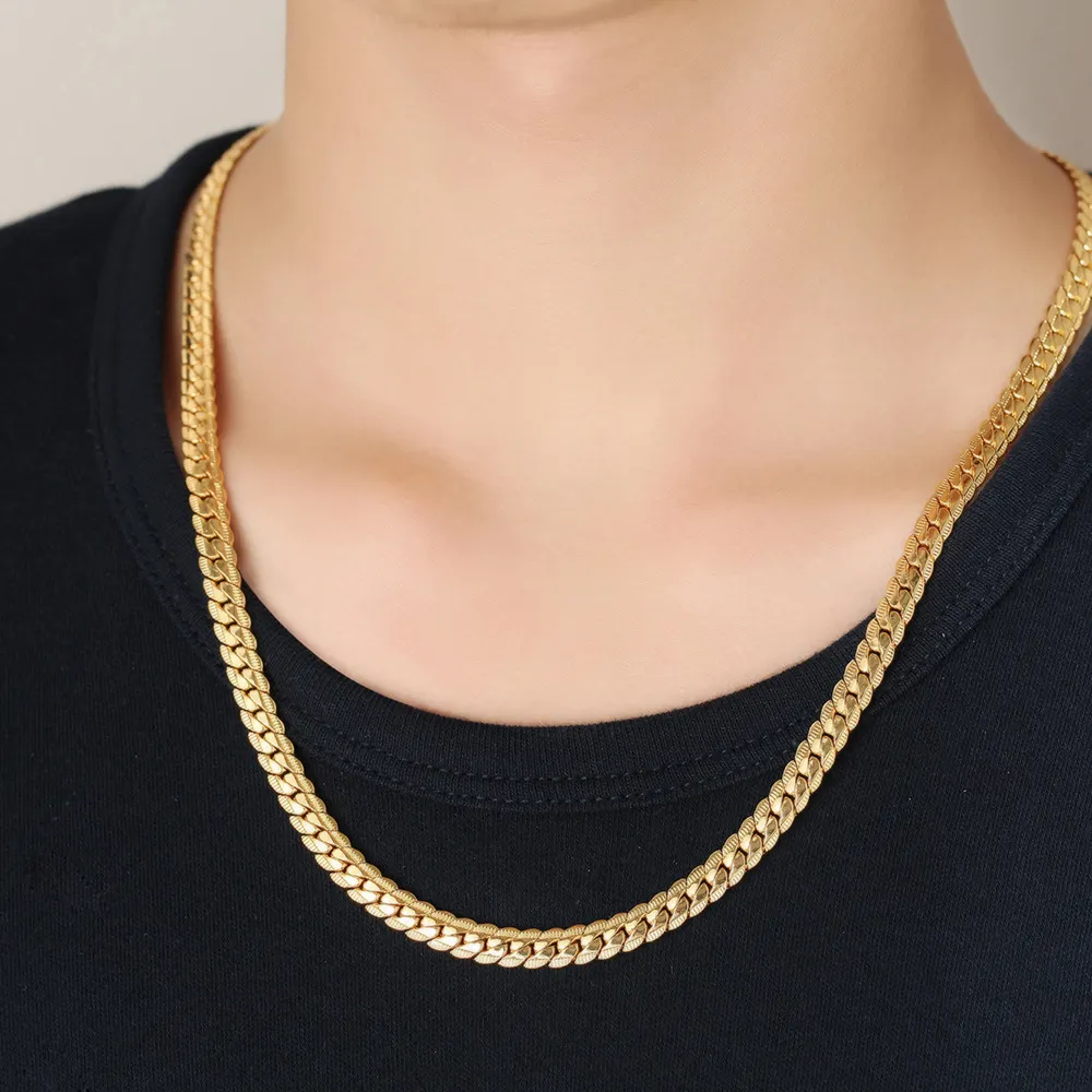 Wholesale fashion trending Stainless steel necklace snake bone chains hip hop thick gold necklace gold snake chains for men