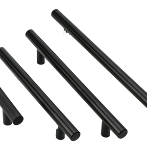 مقابض أبواب خزائن وأدراج من الفولاذ المقاوم للصدأ قابلة للتعديل بتصميم عصري باللون الأسود الغير لامع مع براغي للأثاث وخزائن الملابس - Product Image 1