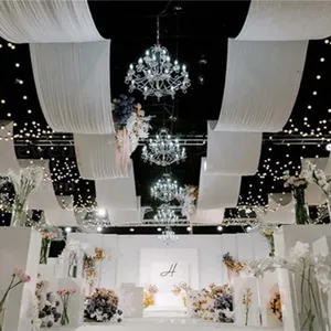 Wedding Hanging Ceiling Drape Elastic Cloth Waved Fabric Curtain Backdrop Roof Hotel Top Decoration