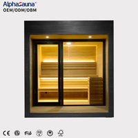 Sauna extérieur de luxe traditionnel Alphasauna à faible EMF avec toit en pente en bois, alimentation électrique, idéal pour les villas