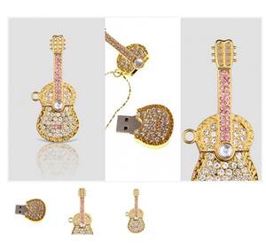 2022 Popular High Speed Jewel Guitar Necklace USB Flash Drive 16GB <strong>Memory</strong> <strong>Stick</strong> for Women Gift - Product Image 6