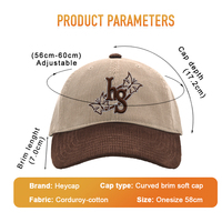 Gorra Heycap de Pana Personalizada de Alta Calidad, Gorra de 6 Paneles con Logotipo Bordado, Gorra Snapback Sin Estructura, Gorras Personalizadas Streetwear