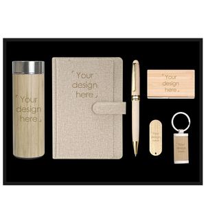 Set de Regalo Personalizado Grabado: Cuaderno de Cuero, Bolígrafo Metálico, Memoria USB, Botella, Llavero y Tarjetero para Regalos Corporativos con Marca - Product Image 1