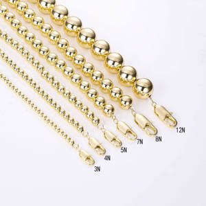 Joyería de Moda Collar de Cadena de Bolitas con Cuentas Laminadas en <span class=keywords><strong>Oro</strong></span> de Latón Chapado en <span class=keywords><strong>Oro</strong></span> de <span class=keywords><strong>14K</strong></span> al por Mayor Gargantilla de 18 Pulgadas para Mujer y Hombre - Product Image 3