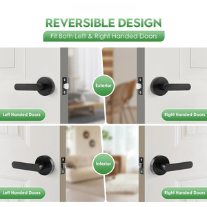 Custom logo Interior Privacy Passage Lever <strong>Door</strong> Handle Aluminum Alloy Round Entry Front <strong>Door</strong> Lock with 3 Iron Keys - Product Image 3