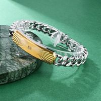 Bracelet léger en acier inoxydable pour homme, pliable, texturé, à bord diagonal, tridimensionnel, espacé, au design affirmé, tendance et rétro