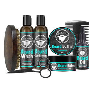 8 Pcs Homme <span class=keywords><strong>Barbe</strong></span> Kit <span class=keywords><strong>Barbe</strong></span> Lavage Et Après-Shampooing Baume Hydratant Homme <span class=keywords><strong>Barbe</strong></span> Cadeau Ensemble Pour Apaiser - Product Image 1