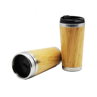 Tasse à café en bambou naturel personnalisable, flacons d'eau, en acier inoxydable 450, sous vide, avec couvercle sans BPA, de 18/8 ml/16OZ